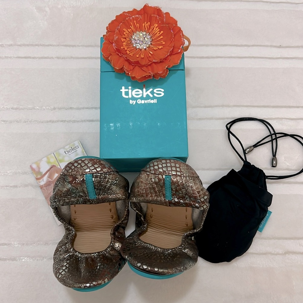 Tieks Wild Copper Italian Leather Ballerina Foldable Flats